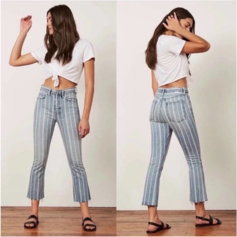 Boyish Stanley High Rise Striped Crop Jeans in They Made Me A Criminal Size 27